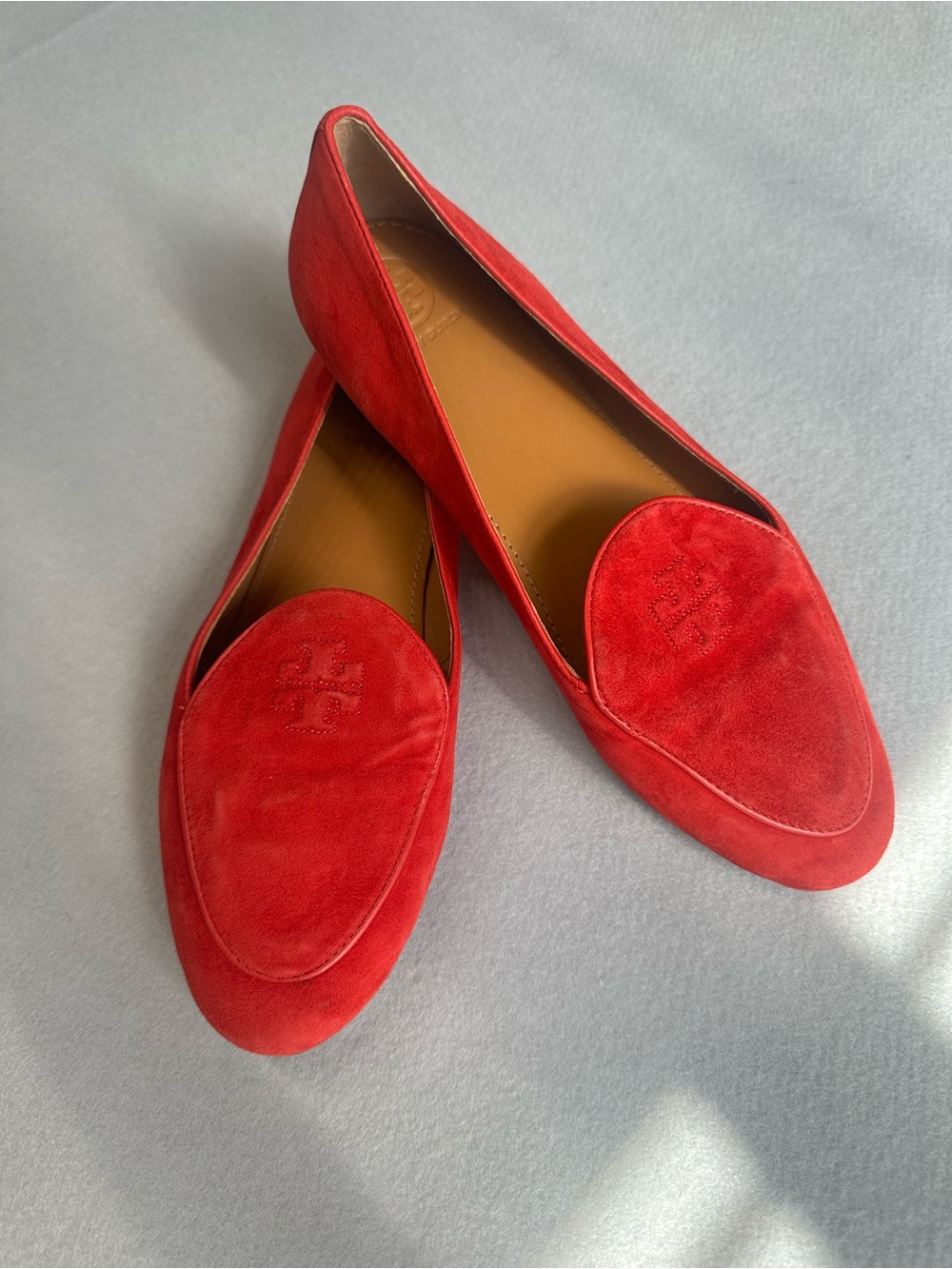 Tory Burch Red Suede Women's Loafers - Classic Slip-On Flats